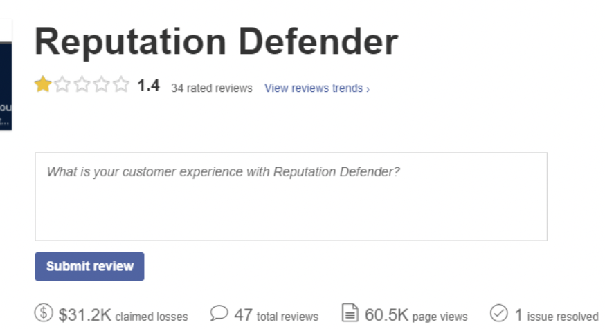 Is Reputation Defender Legit with 1 star reviews