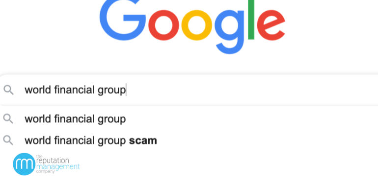 World Financial Group Scam Autocomplete Issue on Google