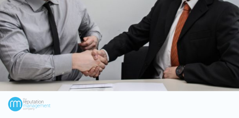 A deal between company and client being made