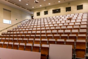 A picture of a lecture hall to illustrate how you should know your audience